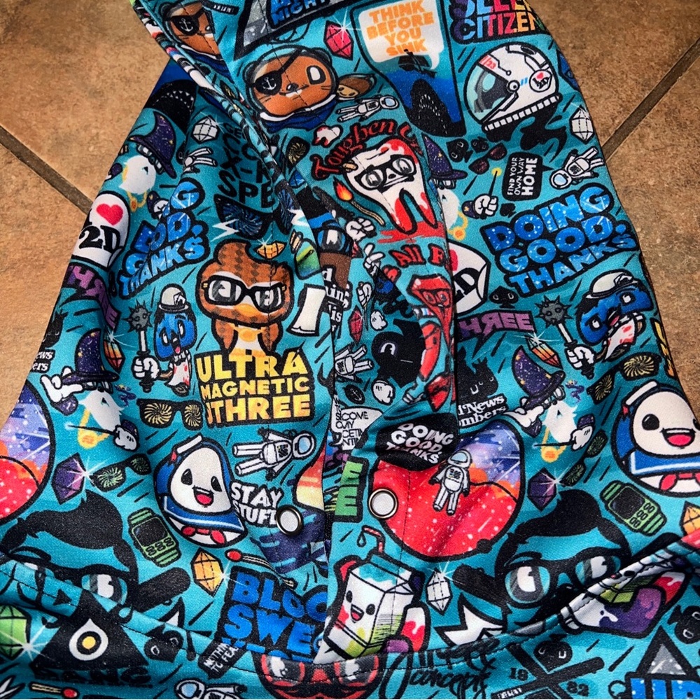 Mr 1991 & Miss Go Men Hoodie Size Large Hooded Jacket Graffiti M Blue Cartoons